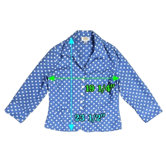 Talbots 100% Linen Blue White Polka Dot Button-Up Jacket Lightweight Pockets - Picture 3 of 9